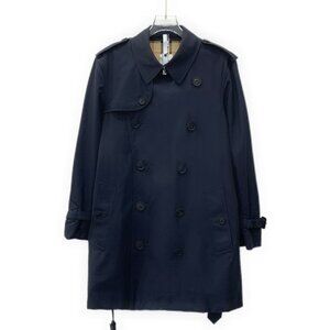 CM0217 Burberry Navy Double-Breasted Trench Coat With Classic Check Lining